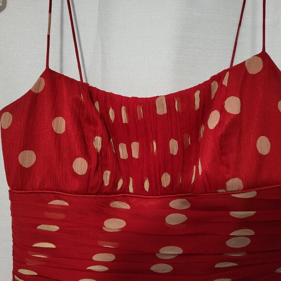 SANDRA ANGELOZZI - dress red fit and flare 100% silk size 30 (US 00) - Picture 3 of 8